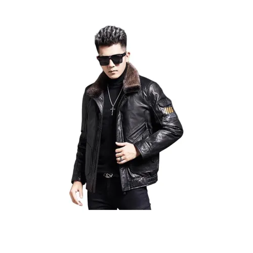 FRANBERG Черные Мужские Кожаные Куртки