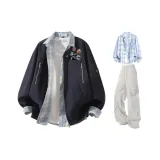 Темно-синий синий + светло-синий рубашка + светло-серые штаны