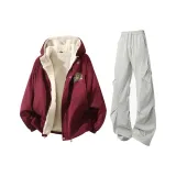 Бургундский + Светло-серые штаны