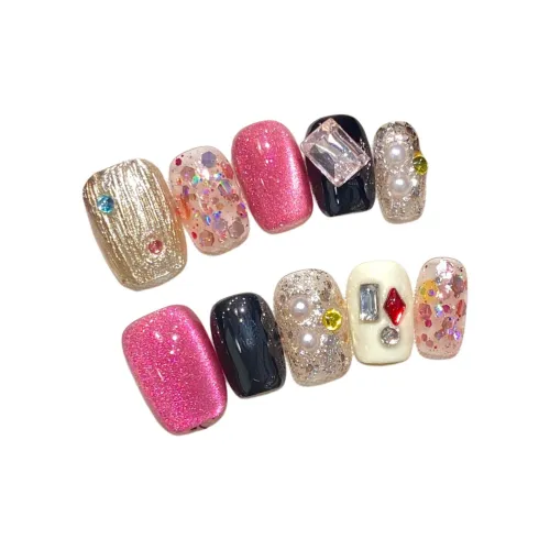 Yun Yue Joe Винтаж Премиум Блестки Handcrafted False Nail Короткий LADDER Неон Jump Цвет Flashing 15mm