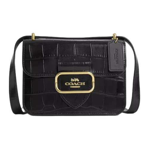 COACH Коровья кожа Квадратная сумка Сумка через плечо Маленькая Женская Ярко-черная