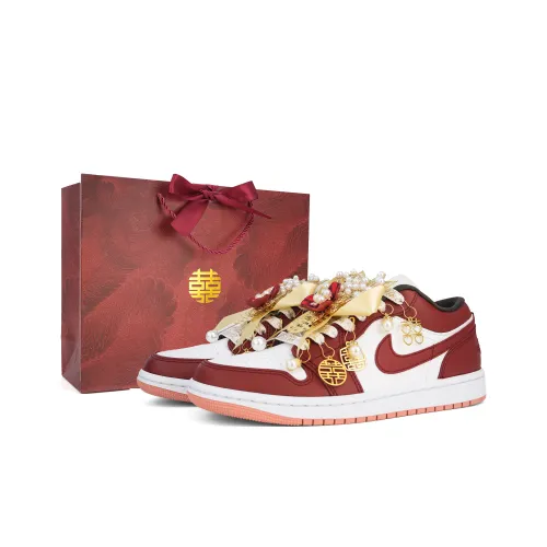 Jordan Air Jordan 1 Wedding Обувь Устойчивая к износу Низкий Топ Винтажные Баскетбольные Кроссовки Унисекс