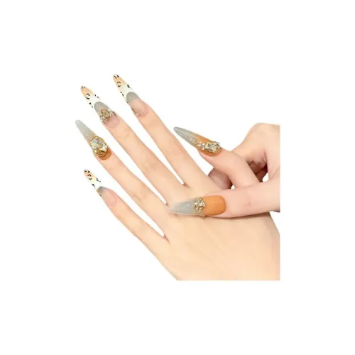 XIAMEIYU Стиль Майярд Белый Французский Леопардовый принт с Искра False Nail Длинный Заостренный Шампанское Jump Цвет