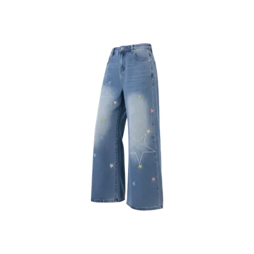 GANGZAI Blue Unisex Jeans GANGZAI Синий Унисекс Джинсы