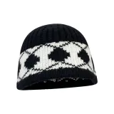 Вязаная шапка-ромб - черного цвета