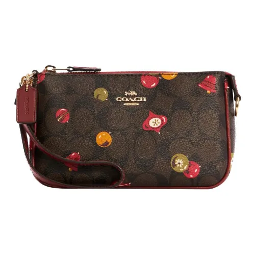 COACH Nolita Холст и Кожа Маленькая Сумка Плечевая Сумка Клатч Маленькая Женская Темно-Коричневая