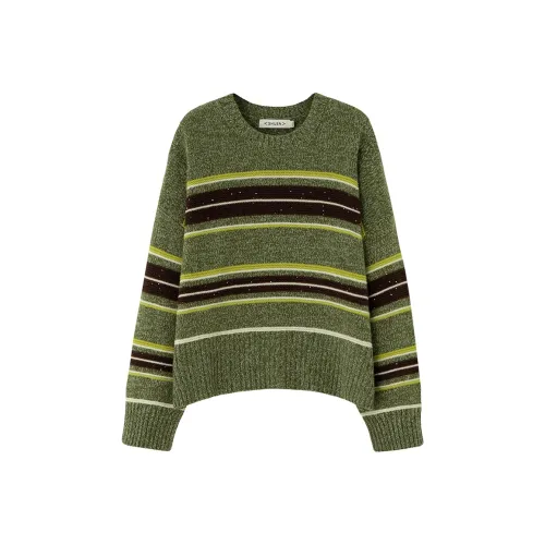 SOON FLOWER Зеленый кофейный Полосы Женские Свитеры