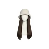 Белый цвет, посуда, шляпа, длинные прямые волосы, каштаново-коричневый