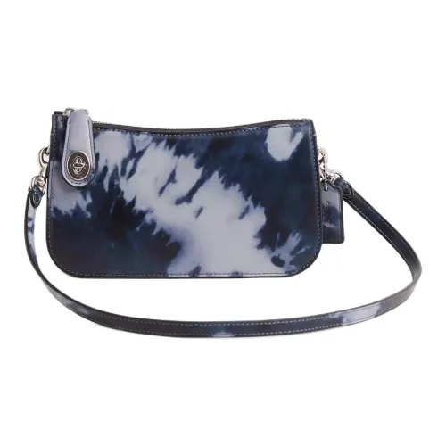 COACH Penn Кожа Плечевая Сумка Маленькая Женская Морской Синий