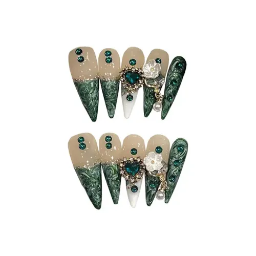 Yun Yue Joe Heavy Duty Премиум Осветляющий False Nail Миндаль Изумруд Градиентный Металл