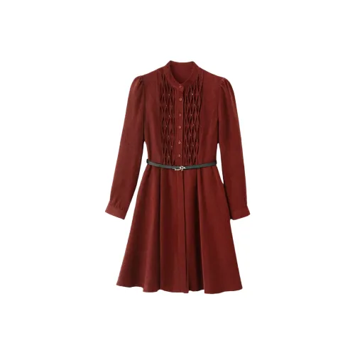 LOUGHNEA Red Женские Длинные Платья с Длинными Рукавами