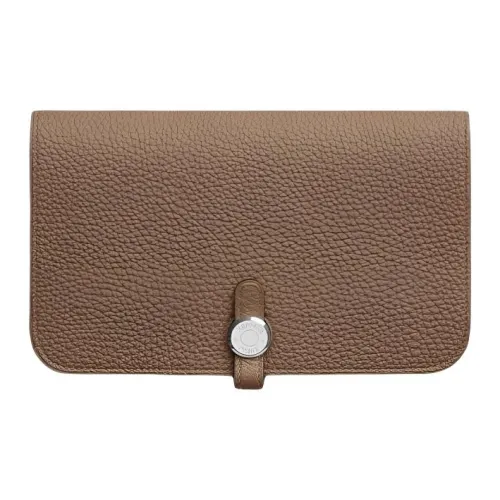 HERMES Dogon Duo Коровья кожа Togo Кошелек Унисекс D0 Бежевый Weimar Собака Бежевый