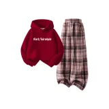 [Thickened и с флисовой подкладкой] Готический ярлык K_Medium Бургунди + Solid Color Розовый Клетка