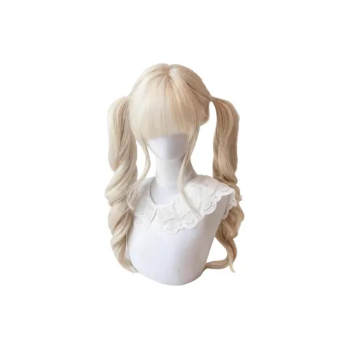 YOSEE Пудинговый Возлюбленная Full Голова Перука для Женских Лолита Белый золотой Два хвостика Высокотемпературная пряжа