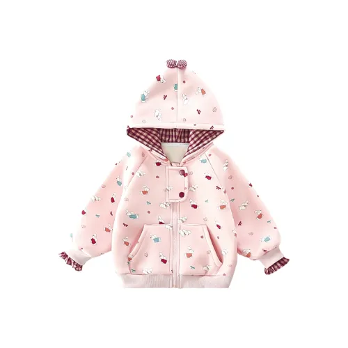 RHOBESAM Mugua С флисовой подкладкой Полный принт Щенок Пальто Розовый KIDS Утеплённые куртки