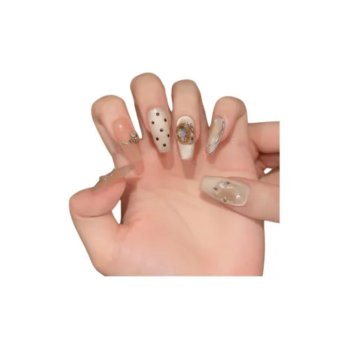 Yun Yue Joe Луна Ручная работа Стиль Гороховый узор False Nail Средний LADDER Телесный Jump Цвет Flashing 25мм