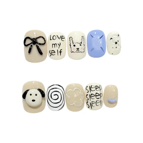 AIDINGQI Ручная работа Nail Art Cute Cartoon Hello Щенок Ручной рисунок Бант Nail Патч Осветляющий Повседневный