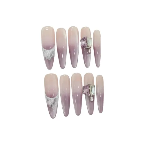 Yun Yue Joe Таро фиолетовый бахрома Sugar False Nail заостренный тип фиолетовый градиент Coquette 30MM
