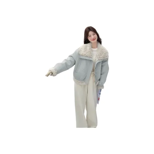 YICHEN Светло-синий Женский Короткий Пальто