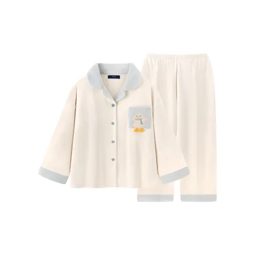 QTUR Бесплатно Утка Warm Down Набор Синий Женские Пижамные комплекты