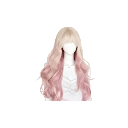 Gentle Welcome Перука Белый Золото Градиент Розовый Длинный Кудрявый Модный Интернет Знаменитый Lo Градиент Цвет Большая Волна