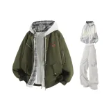 Армейский зеленый + светло-серый свитшот + светло-серые штаны