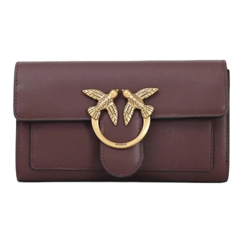 PINKO Love Series Кожа Плечевая сумка Женская Коричнево-красная