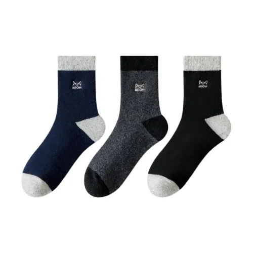 MIIOW Черный + Серый + Синий Мужские носки MID до икры