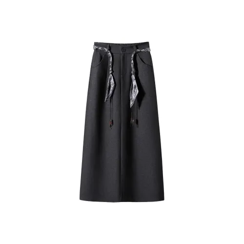 TOUCH Повседневный Длинный Юбка Женская Угольно-черный