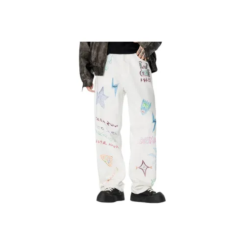 ROBINHOOD Граффити Белый Унисекс Джинсы