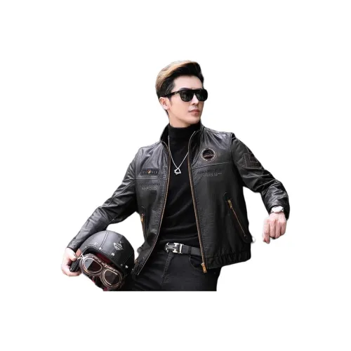 FRANBERG Черные Мужские Кожаные Куртки