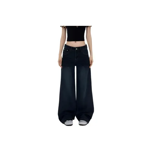 EFCR Синие Серые Брюки с Флисом Женские Джинсы