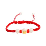 Светящийся в темноте браслет с бусинами "Свинья" - красная нить
