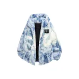 Синий хлопковый пуховик пальто