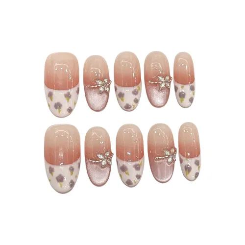 Yun Yue Joe Monet Garden Цветочное платье Подол Стиль Элегантность PURE Элегантность False Nail Средний Steepness Овал Розовый Градиентный