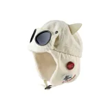 Маленький значок на ухе, пилот, солнцезащитные очки, шапка-ушанка, цвет экрю