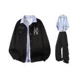 Чёрная+Синяя рубашка+Чёрные штаны