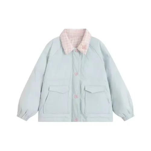 EFCR Синий Розовый Двустороннее Пальто Женское Пуховик