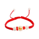 Светящийся в темноте кролик Браслет с бусинами - Красная нить