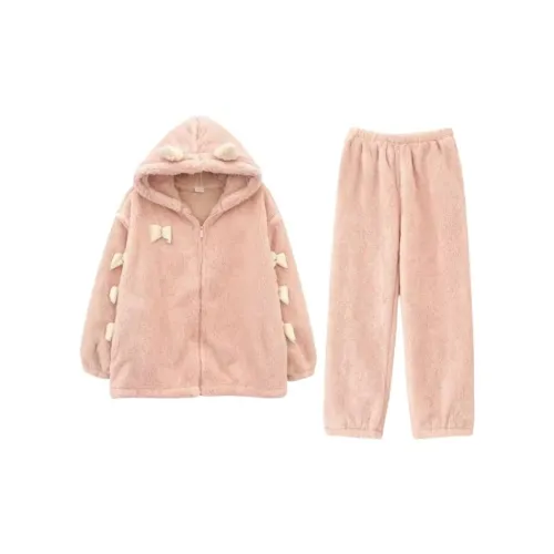 YUNPO Pink Bow Women's Pajama Set