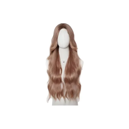 QINGYING Перука Женская Персиковый Улун Средняя Часть Рябь Элегантность Для Объема Full Перука