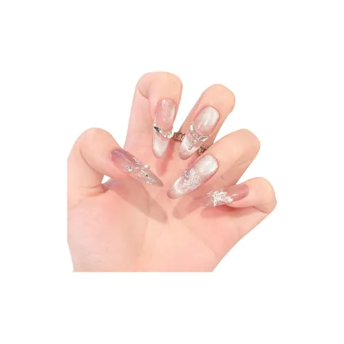 Yun Yue Joe Росный Зеркальце Градиентный Свет Терапия Лето Ледяная Прозрачность False Nail Овал Длинный Мягкий Однотонный Кошачий глаз 30MM