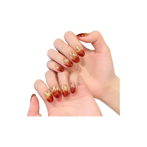 Yun Yue Joe Водная рябь Flow Цвет Звездный свет Кошачий глаз Handcrafted False Nail Овал Бургундский Градиентный Coquette 20mm