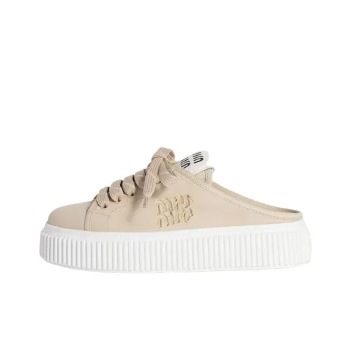 MIU MIU Противоскользящие домашние тапочки женские бежево-желтые