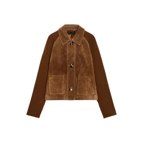 ZARA Collaboration Коричневые Женские Кожаные Куртки