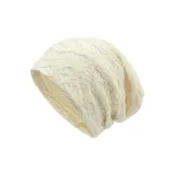 Плиссированная свободная шапка-бини - бежевого цвета