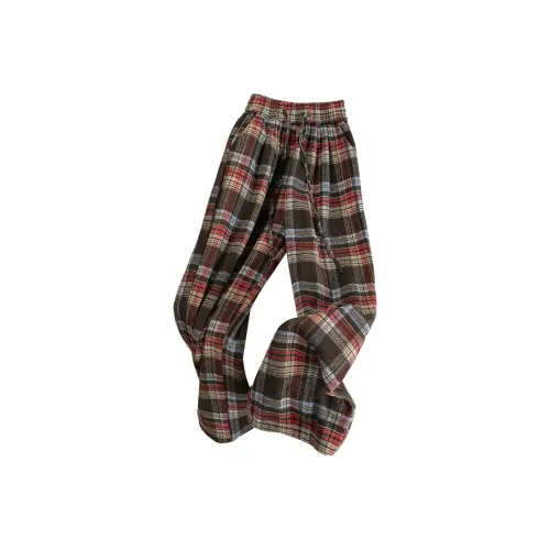 SIBAISHE Red Blue Plaid Women's Casual Pants SIBAISHE Красный Синий Клетка Женские Повседневные Брюки