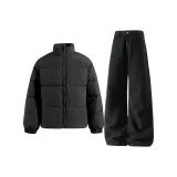 Чёрное пальто + чёрные штаны