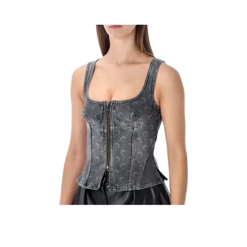 Marine Serre Темно-серый Женский топ без рукавов
