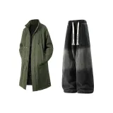 Темно-оливковый + черный, джинсы, с флисовой подкладкой